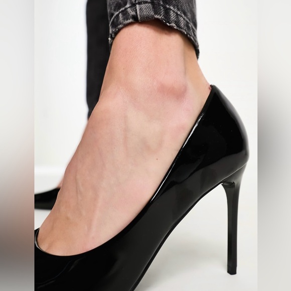 ASOS DESIGN Paphos pointed high heeled stiletto pumps in black patent NWT - Picture 3 of 11